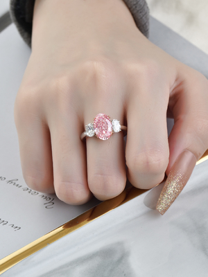 3.52ct Ring 10 van laboratoriumdiamond jewelry oval pink diamond Mohs
