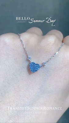 Blue Lab gemaakt diamanten hanger halsketting 1.51ct hart gesneden GRC gecertificeerd