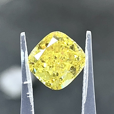 0,55 ct Lab gemaakt van gele diamanten vierkante kussenvorm Fancy Vivid Yellow IGI-gecertificeerd
