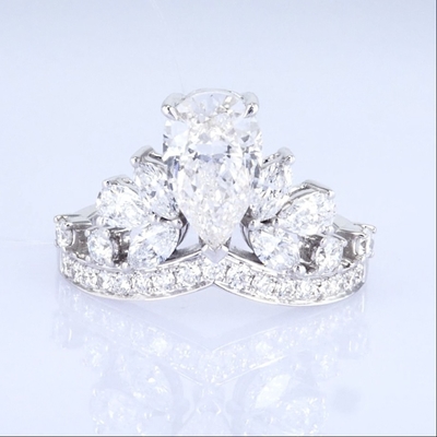 18k Crown Style Lab Groeide Diamanten Ring Mooie Vrouwen Prinses Design Witte Lab Groeide Diamanten Ring