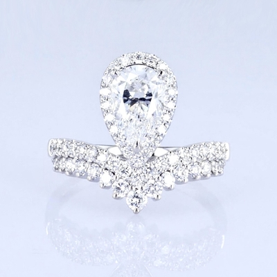 18k Peer Shape Full Diamonds Vrouwen Ring Lab Groeide Diamant Ring Prinses Design Luxe Design
