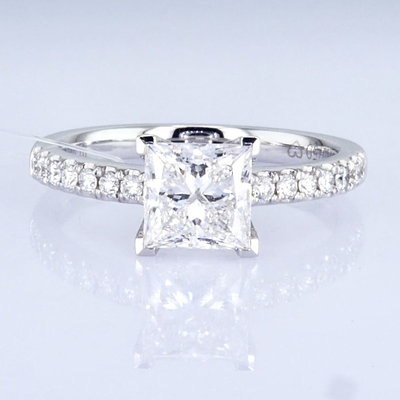 18k 1,5ct+ Princess Design Ring Daily Style Princess Shape Wit Synthetische Diamanten Ring