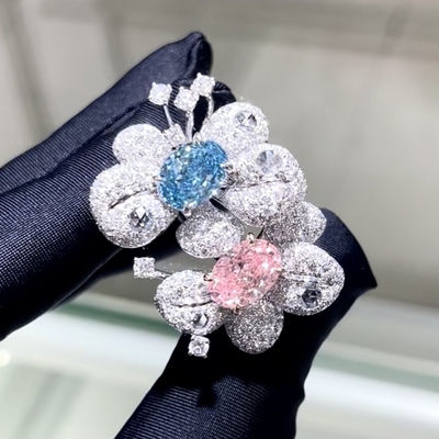 18k ovale vorm twee kleuren stijl ring lab gegroeide roze diamant ring luxe en uitstekend ontwerp voor feest voor banket