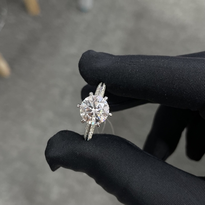 Lab Grown Diamond Rings 3.01ct CVD Wit F VS2 Half Country Stijl Rond